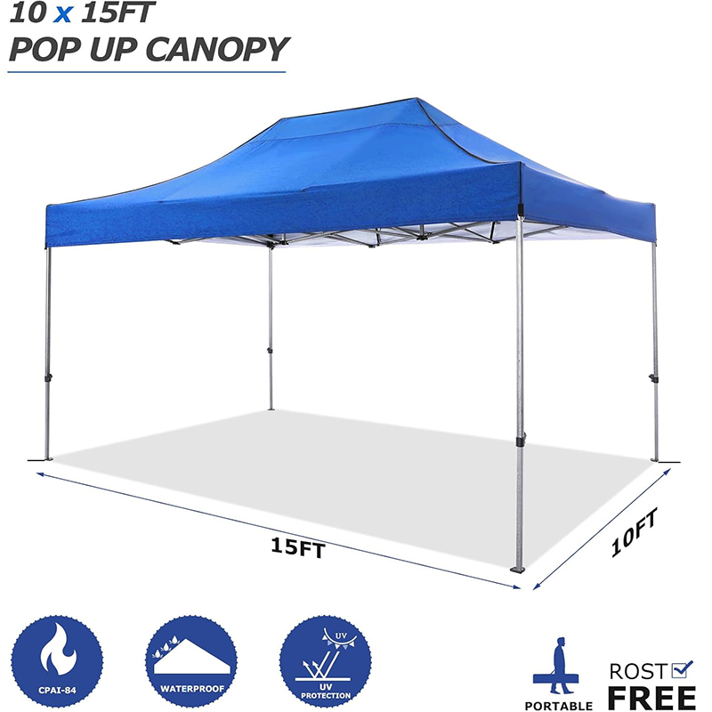 Terrace Gazebo 3x4.5m Waterproof, Folding Gazebo Party Tent, Garden Gazebo Uv Protection With 4 Side Panels, Festival Party Tent Sun Protection Gazebo, Light Blue