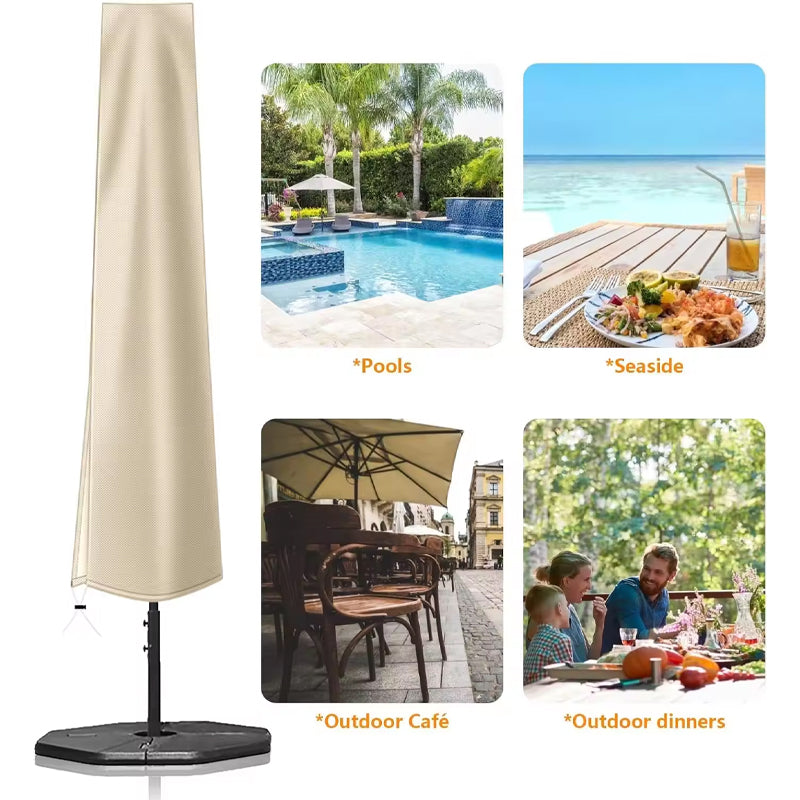 Outdoor Patio Cantilever Umbrella Cover 9ft To 12ft Waterproof Parasol Cover With Zipper