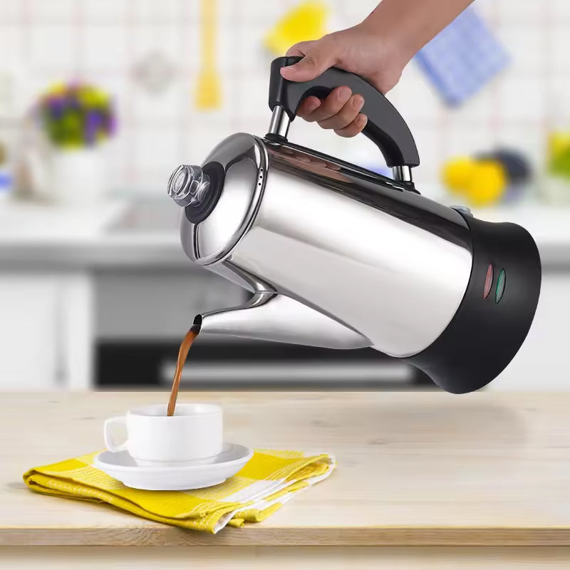 12-Cup Espresso Maker Stainless Steel Multifunctional Semi-Automatic Drip Coffee Maker Electric Thermal Kettle