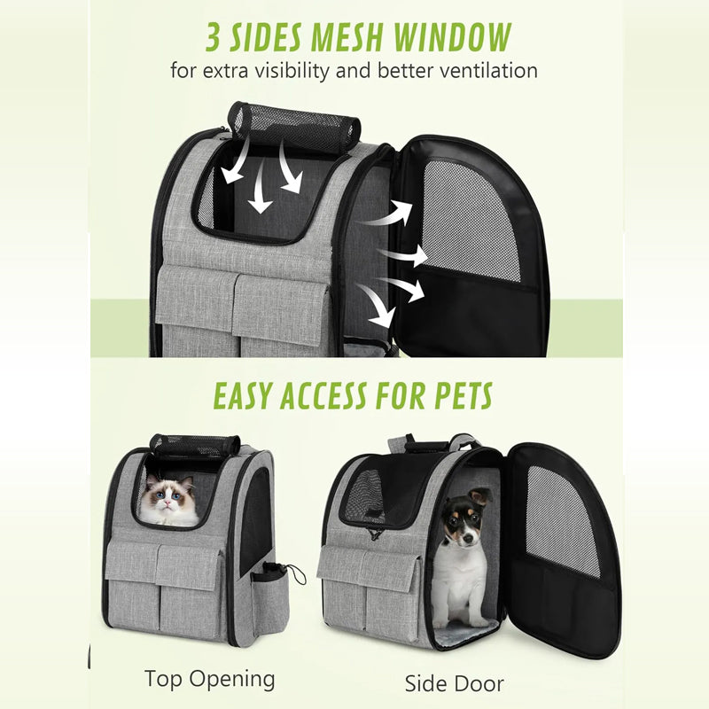 Custom High Quality Pet Carrier Bag Breathable Pet Rolling Carrier Backpack With Detachable Wheels