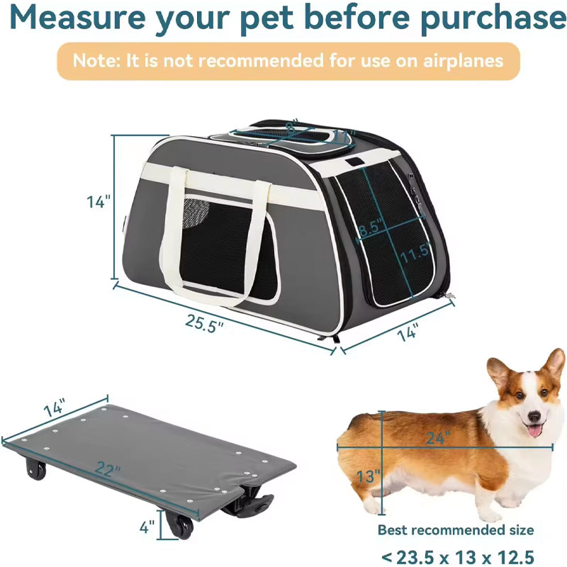 Pet Carrier With Removable Wheels For Small Dogs Cats Ventilated Design Breathable Carrier Backpack Cat Pet Carrier Bag