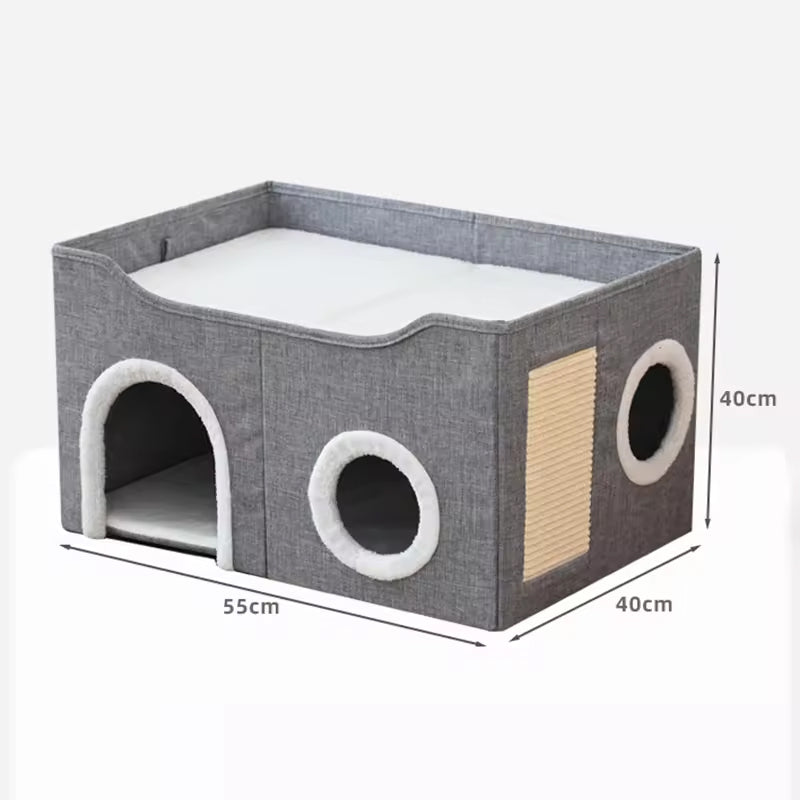 Cat House For Indoor Foldable Indoor Pet Bed With Scratch Sides Cat Furniture Indoor House Toy