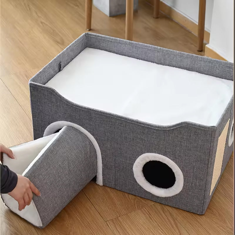 Cat House For Indoor Foldable Indoor Pet Bed With Scratch Sides Cat Furniture Indoor House Toy