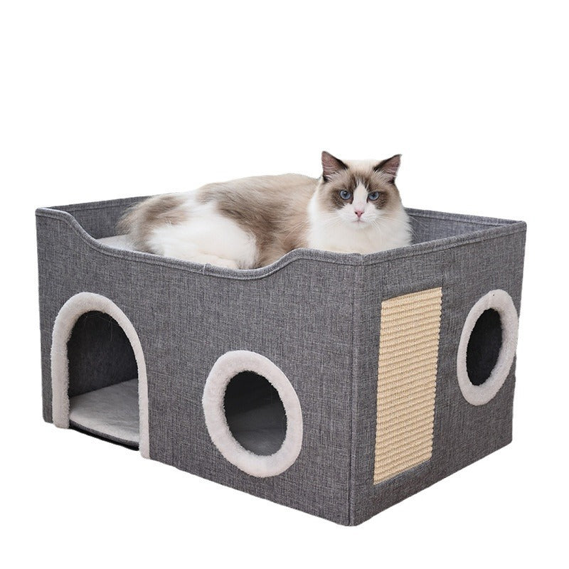 Cat House For Indoor Foldable Indoor Pet Bed With Scratch Sides Cat Furniture Indoor House Toy