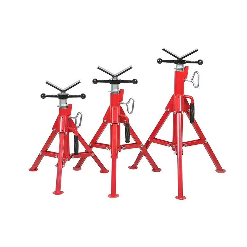 V-Head Steel Pipe Stands 12 Inch Adjustable Height 28"-52" Durable Pipe Jack Stand For Sale