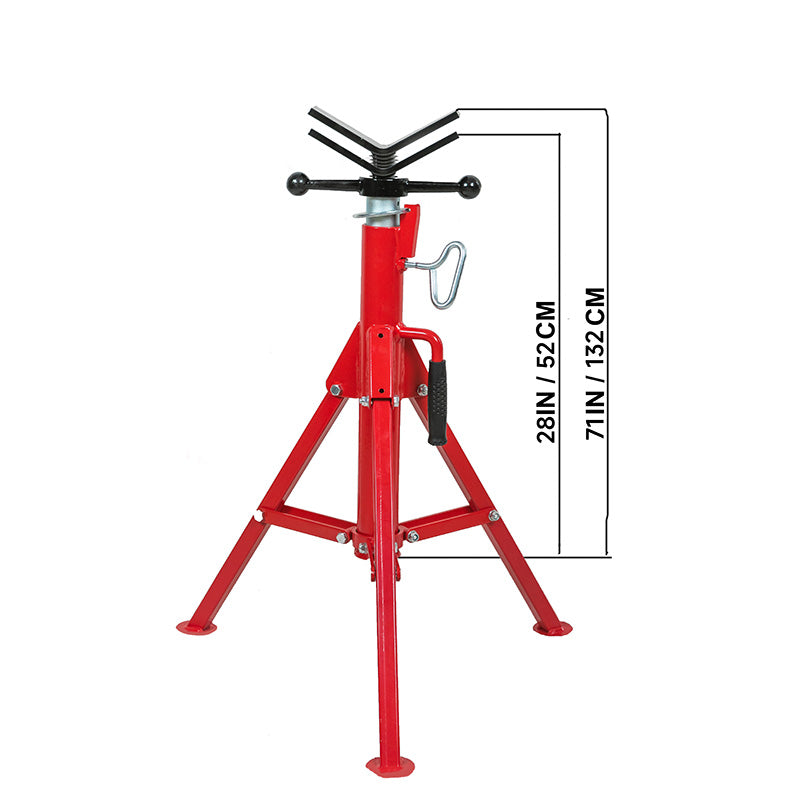 V-Head Steel Pipe Stands 12 Inch Adjustable Height 28"-52" Durable Pipe Jack Stand For Sale