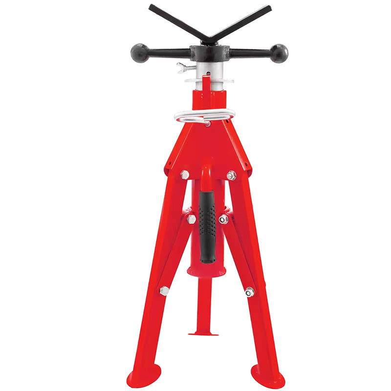 1107 Pipe Holder Pipe Stand with V-shape Head for Pipes 12'' Adjustable Height Folding Portable Pipe Jack Stand