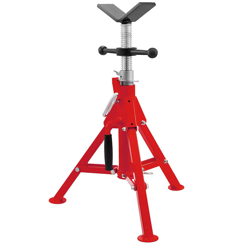 1107 Pipe Holder Pipe Stand with V-shape Head for Pipes 12'' Adjustable Height Folding Portable Pipe Jack Stand