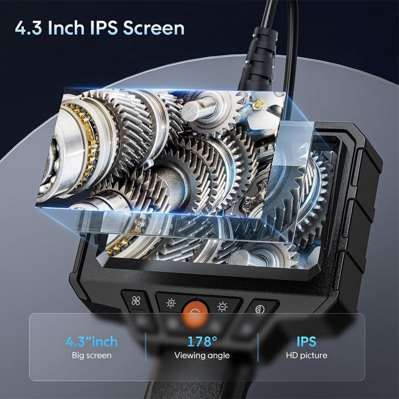 4.3'' HD 1080P Pipe Inspection Camera Endoscope Camera with Light and 50ft Semi-Rigid Cable