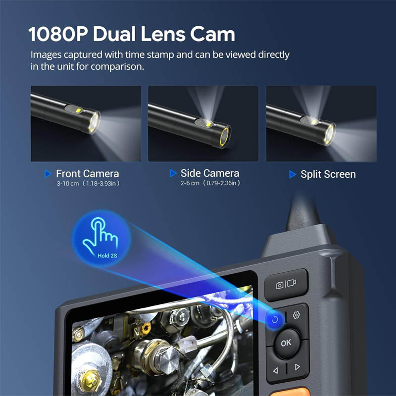 Pipe Inspection Camera 5" IPS Screen Borescope 50FT Sewer Inspection Camera IP67 Waterproof Snake Camera