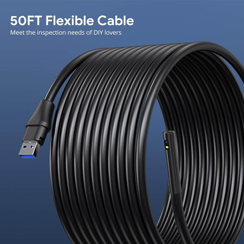 Pipe Inspection Camera 5" IPS Screen Borescope 50FT Sewer Inspection Camera IP67 Waterproof Snake Camera