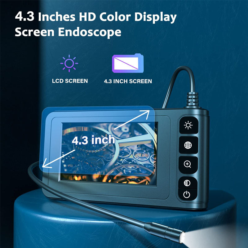 4.3" Pipe Inspection Camera LCD Screen HD Digital Snake Camera with 8 LED Lights 16.5FT Semi-Rigid Cable for Home Wall Duct Drain Pipe Plumbing