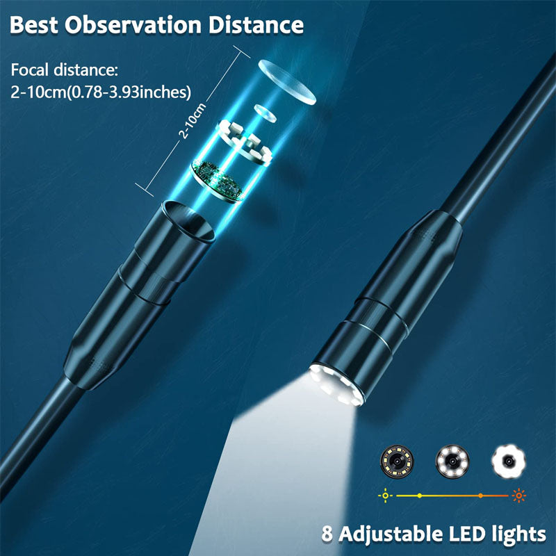 4.3" Pipe Inspection Camera LCD Screen HD Digital Snake Camera with 8 LED Lights 16.5FT Semi-Rigid Cable for Home Wall Duct Drain Pipe Plumbing