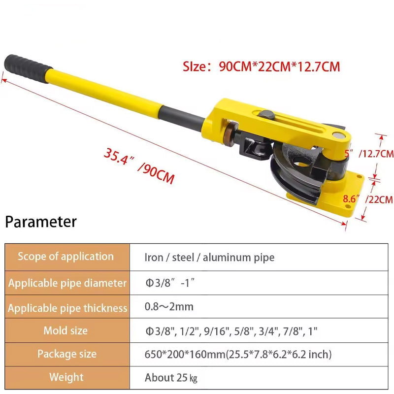 Manual Pipe Bender 3/8" To 1" Hand Tube "U" Bending Tools Iron/Steel/Copper/Aluminum Multi-Function Pipe Roll Bending Tool Kits