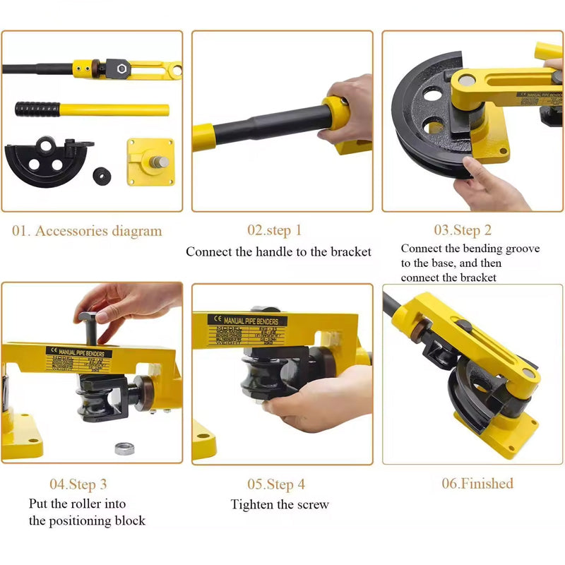 Manual Pipe Bender 3/8" To 1" Hand Tube "U" Bending Tools Iron/Steel/Copper/Aluminum Multi-Function Pipe Roll Bending Tool Kits