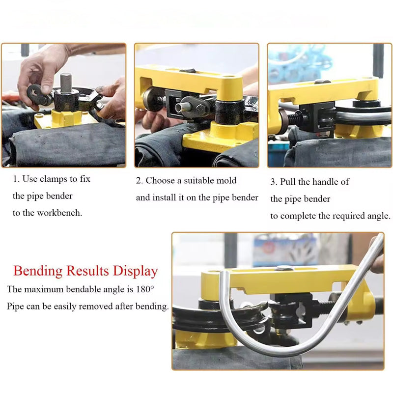 Manual Pipe Bender 3/8" To 1" Hand Tube "U" Bending Tools Iron/Steel/Copper/Aluminum Multi-Function Pipe Roll Bending Tool Kits
