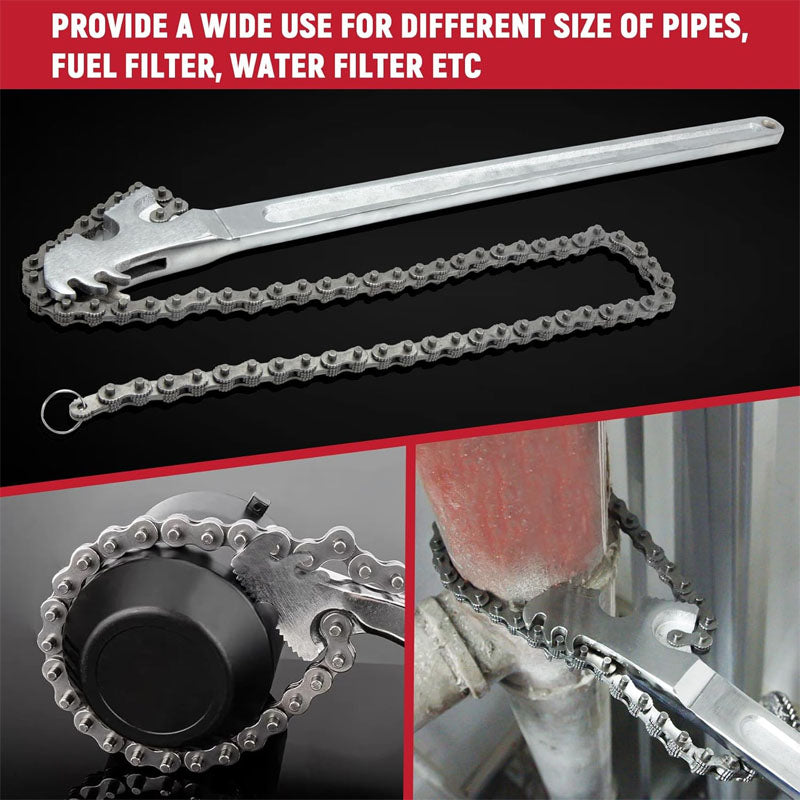 24 Inch Heavy Duty Carbon Steel Chain Pipe Wrench Adjustable Large Chain Oil Filter Wrench