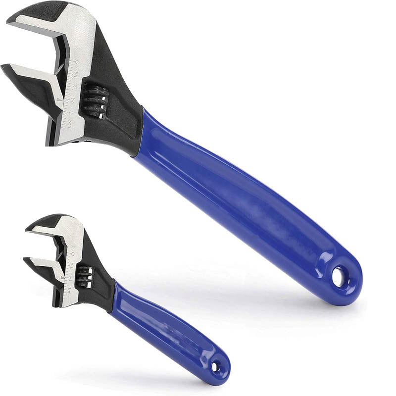 Pipe Wrench 2-piece Adjustable Wrench Set 6-Inch & 10-Inch Metric & SAE Scales Cr-V Steel for Home Garage Workshop