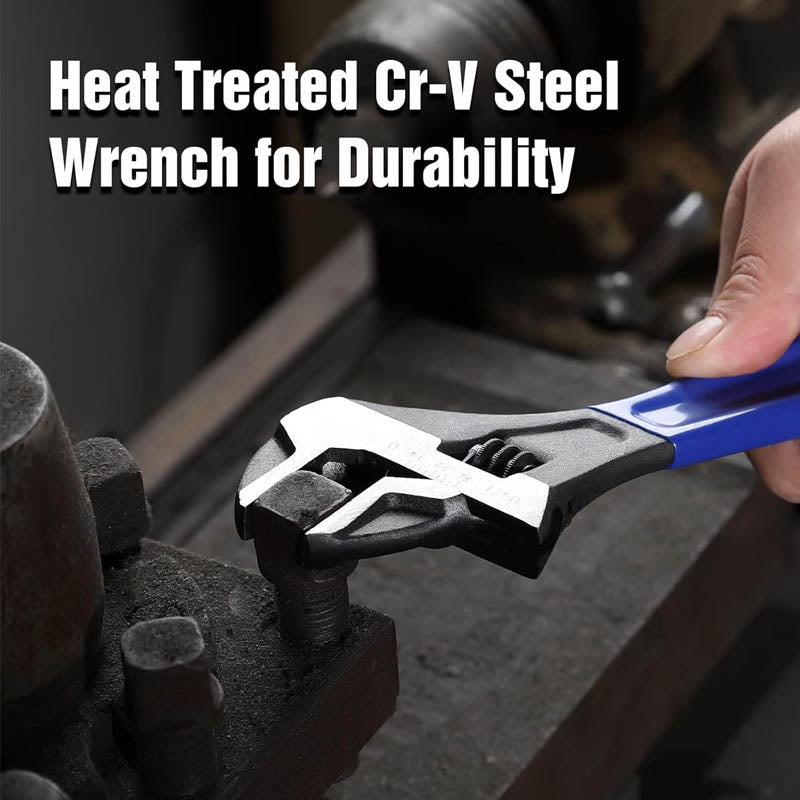 Pipe Wrench 2-piece Adjustable Wrench Set 6-Inch & 10-Inch Metric & SAE Scales Cr-V Steel for Home Garage Workshop