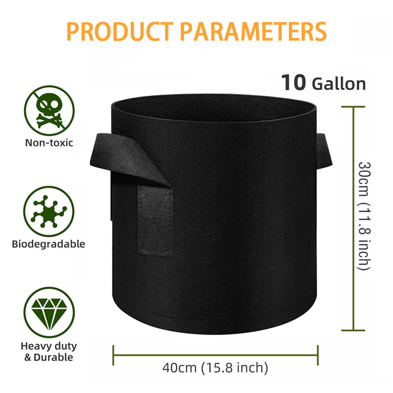 12 Pack 10 Gallon Plant Grow Bags, Thick Non-Woven Plant Pots With Handles For Garden Planting