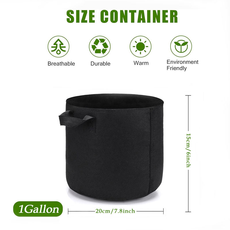 1 Gallon Felt Planting Bag, Garden Greenhouse Flower Pot Non-Woven Fabric