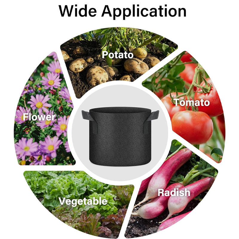 Plant Grow Bags 5 Gallon, Plant Pots 10 Pack With Handles, Ventilated Non-Woven For Vegetables, Herbs And Flowers