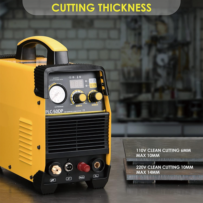 Pilot Arc Plasma Cutter,50Amp High Frequency Non-Touch Pilot Arc Digital Plasma Cutter,110V/220V Dual Voltage Inverter Metal Cutting Equipment for 1/2" Clean Cut Aluminum and Stainless Steel