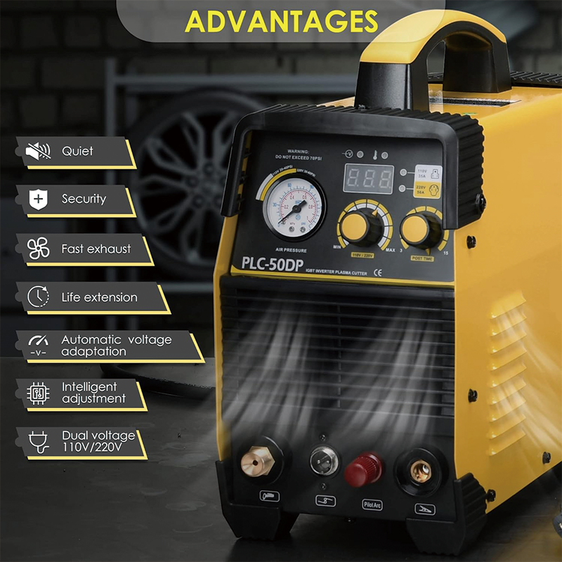 Pilot Arc Plasma Cutter,50Amp High Frequency Non-Touch Pilot Arc Digital Plasma Cutter,110V/220V Dual Voltage Inverter Metal Cutting Equipment for 1/2" Clean Cut Aluminum and Stainless Steel