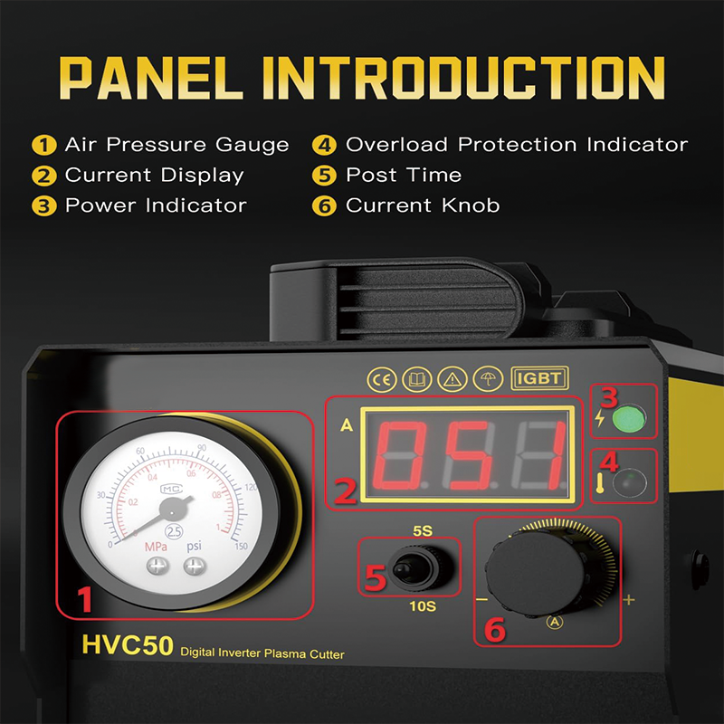 50Amp Plasma Cutter,Air Plasma Cutter Machine 110V/220V,IGBT Inverter Metal Cutting Equipment for Clean Cut Aluminum and Stainless Steel