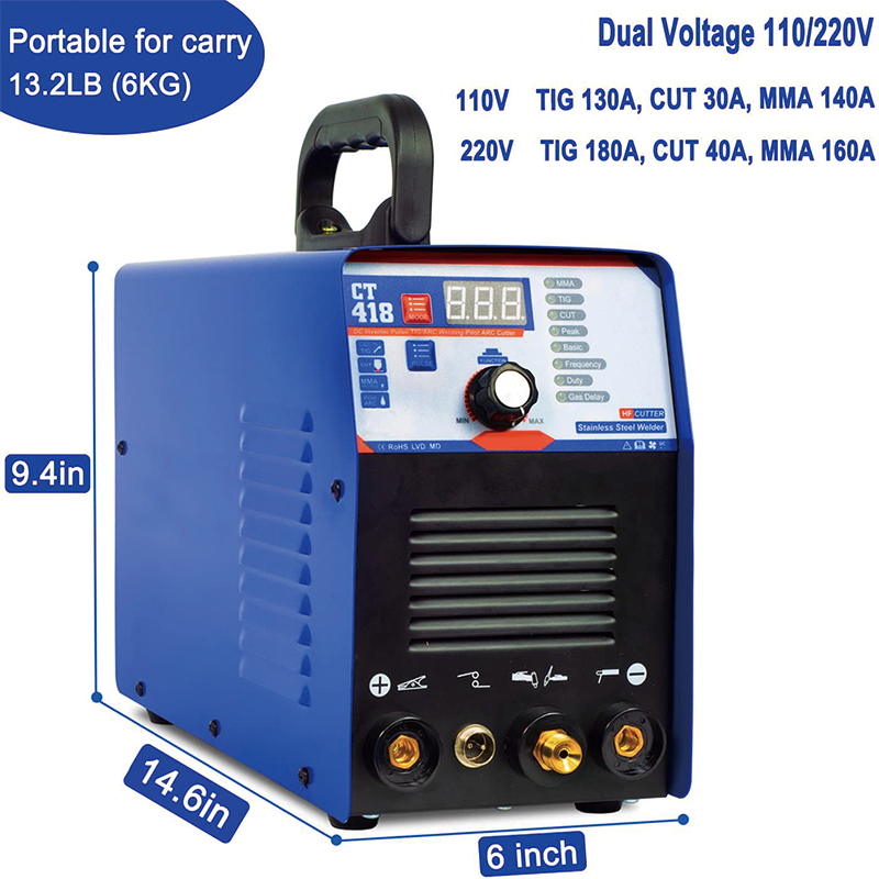 Plasma Cutter,3 in 1 Combo Welding Machine, 40A,110/220V Dual Voltage Digital Display Portable Welder Machine,for Cut Aluminum and Stainless Steel