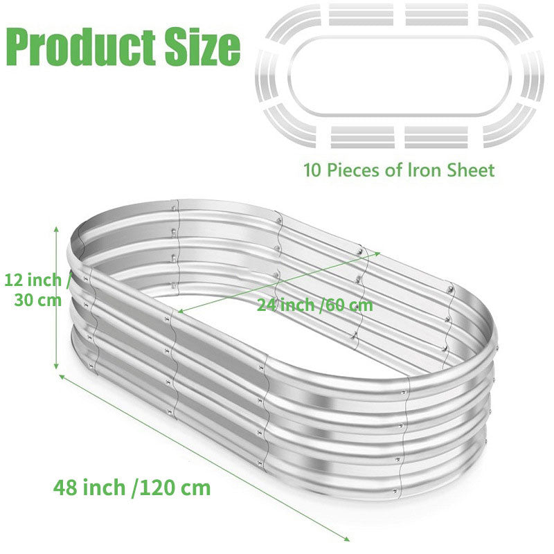 Outdoor Garden Planter Box, Garden Bed Large Galvanized Metal Garden Bed
