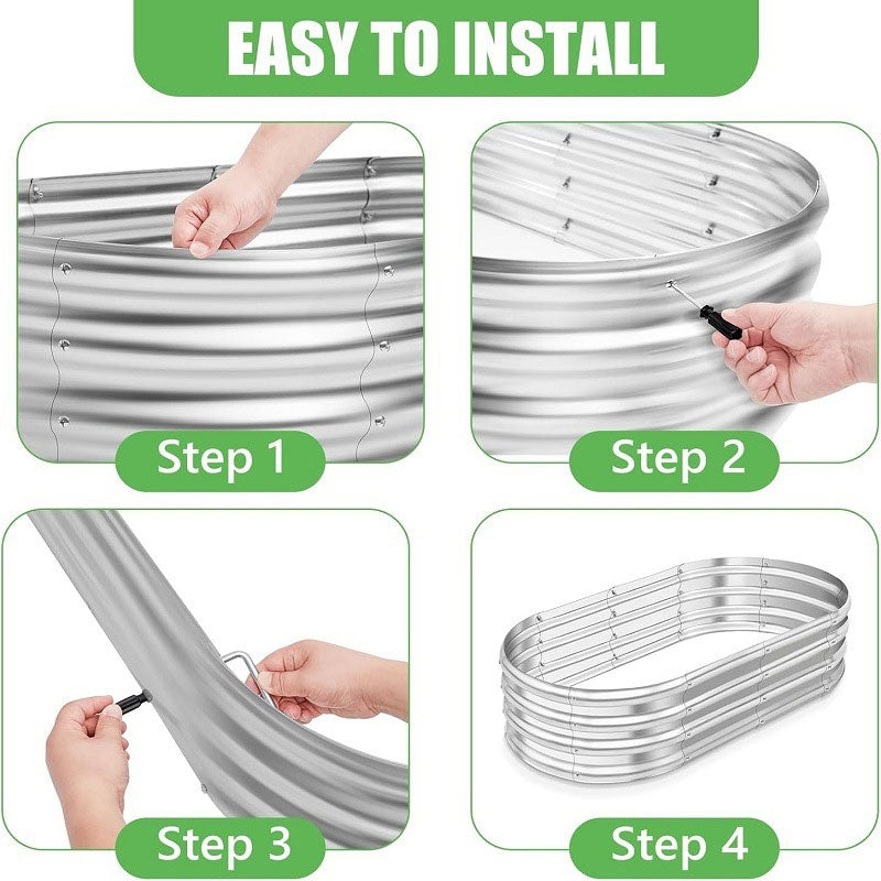 Outdoor Garden Planter Box, Garden Bed Large Galvanized Metal Garden Bed