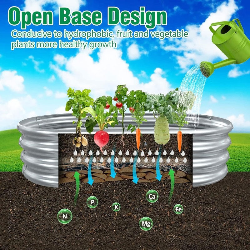 Outdoor Garden Planter Box, Garden Bed Large Galvanized Metal Garden Bed