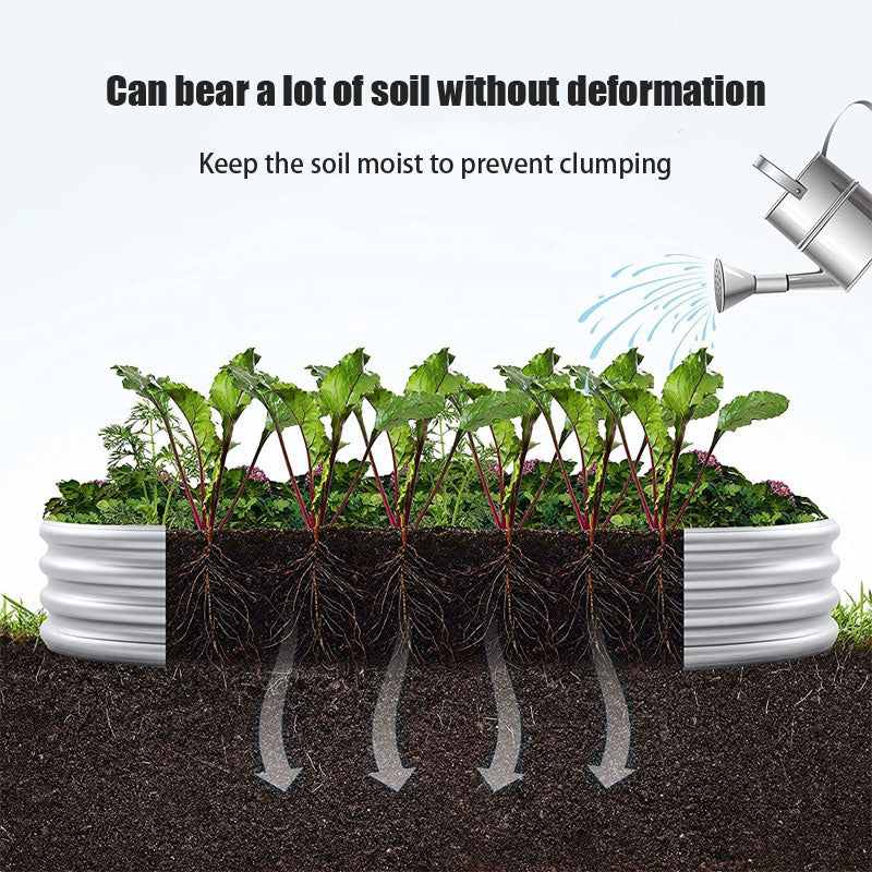 Oval Outdoor Galvanized Sheet, Garden Planting Bed Multi-Functional Garden Elevated