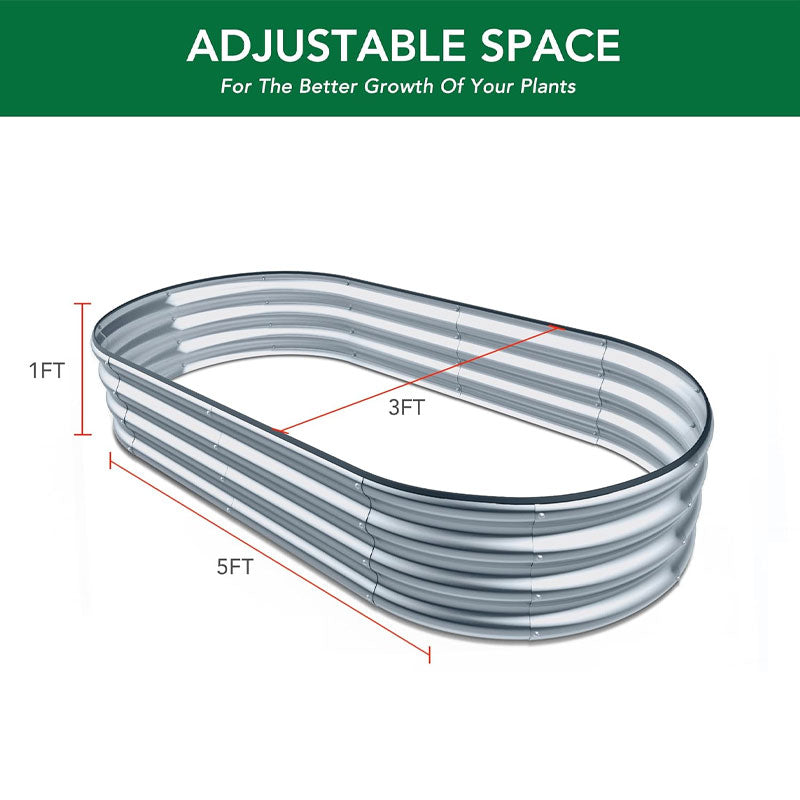 Raised Planter, 5×3×1 Feet Galvanized Planter Box Or Outdoor Gardening And Planting
