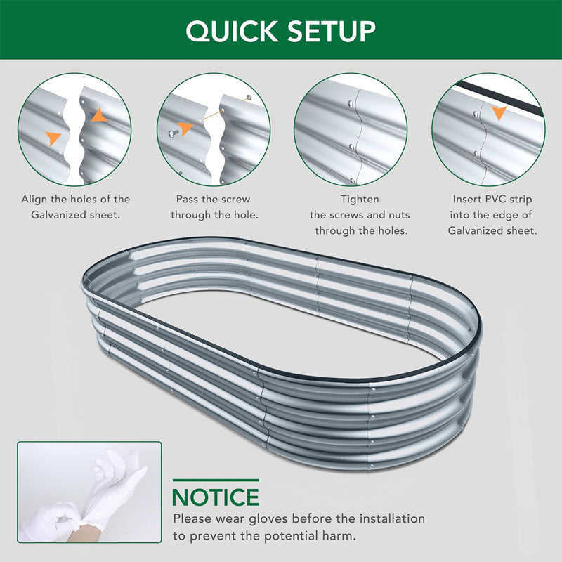 Raised Planter, 5×3×1 Feet Galvanized Planter Box Or Outdoor Gardening And Planting