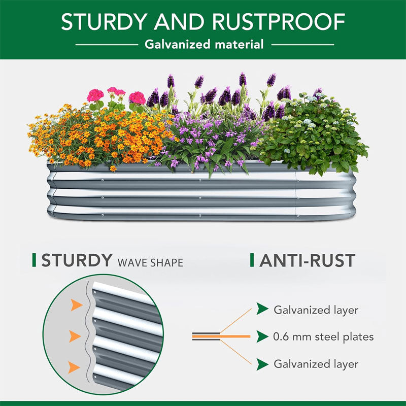 Raised Planter, 5×3×1 Feet Galvanized Planter Box Or Outdoor Gardening And Planting