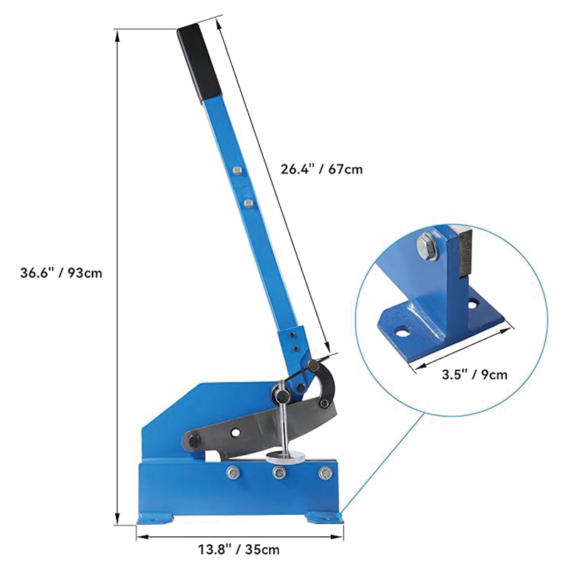 8" Manual Hand Plate Shear for Metal Sheet Processing, HS-8 Benchtop Cutter with Q235 Material, for Crafts Thick Steel Crafting, Heavy Duty Roll Press Machine for Builders, DIY Enthusiasts