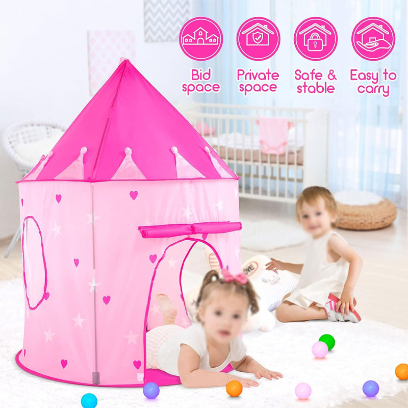 3-Piece Kids Play Tent For Girls With Ball Pit, Crawling Tunnel, Princess Tent For Toddlers
