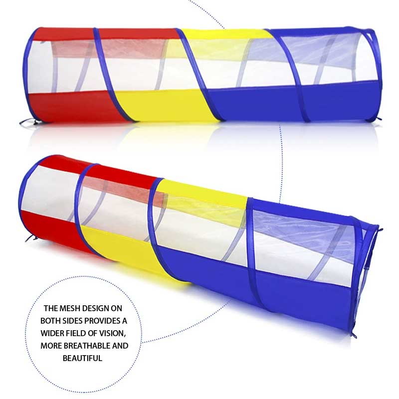 Children's Rainbow Indoor And Outdoor Foldable Crawling Tunnel, Mesh Channel