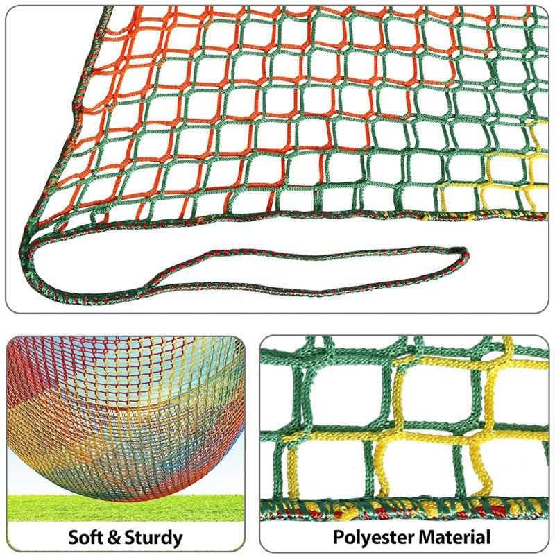 Playground Safety Net 14.7' x 9.8', Children's Double Layer Climbing Cargo Net For Tree House, Backyard, Rainbow Rope Bridge Net