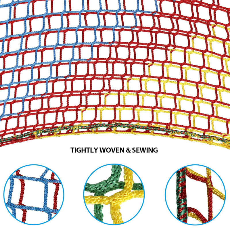 Playground Safety Net 14.7' x 9.8', Children's Double Layer Climbing Cargo Net For Tree House, Backyard, Rainbow Rope Bridge Net
