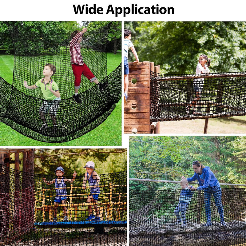 6.5' x 9.8' Climbing Cargo Net, Double Layer Playground Safety Net With Storage Bag Climbing Net For Kids Outdoor Tree House