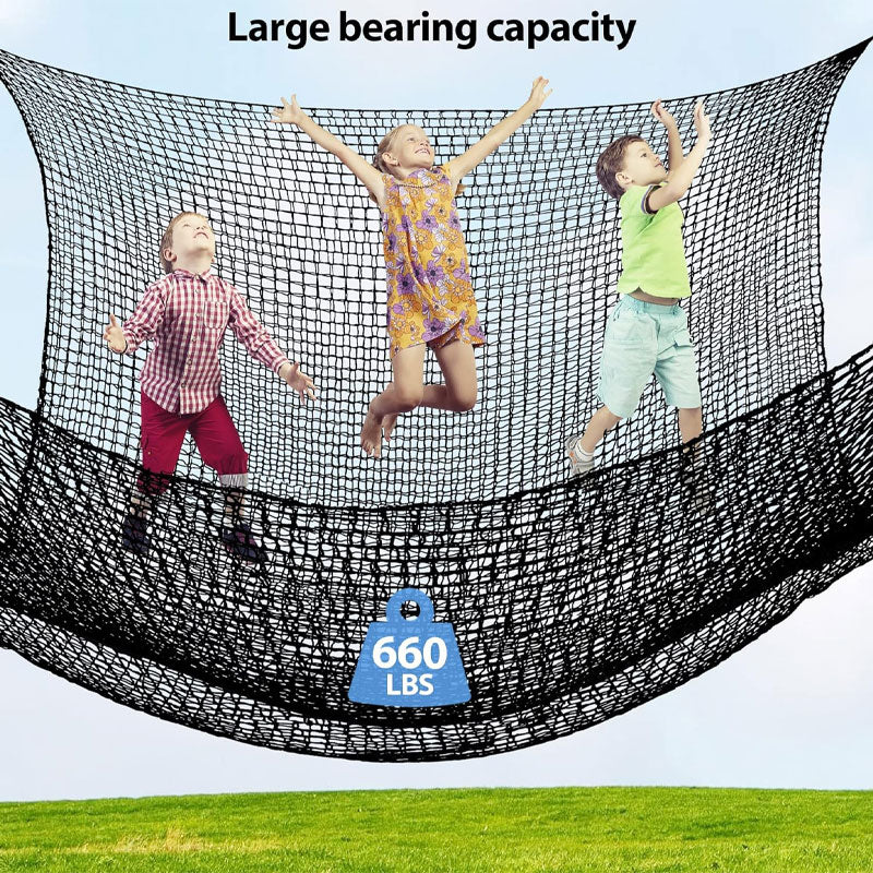 6.5' x 9.8' Climbing Cargo Net, Double Layer Playground Safety Net With Storage Bag Climbing Net For Kids Outdoor Tree House