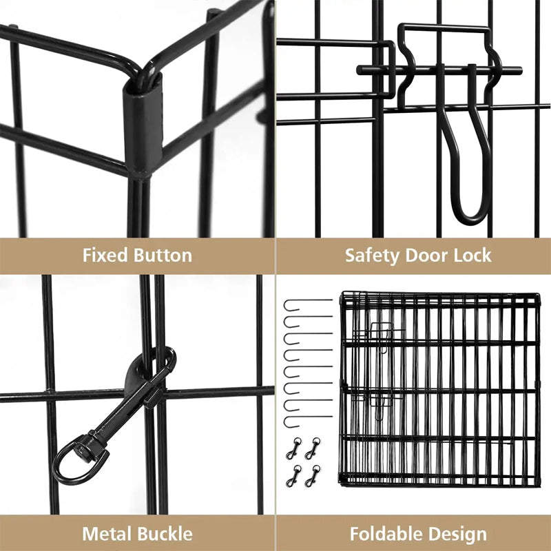 8 Piece 24-Inch Foldable Heavy-Duty Large Dog Playpen Dog Run Kennel Outdoor Temporary Dog Fence