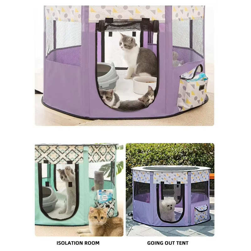 Portable Foldable Pet Playpen And Puppy Playpen Pet Tent Removable Shade Cover For Small Dog Cat