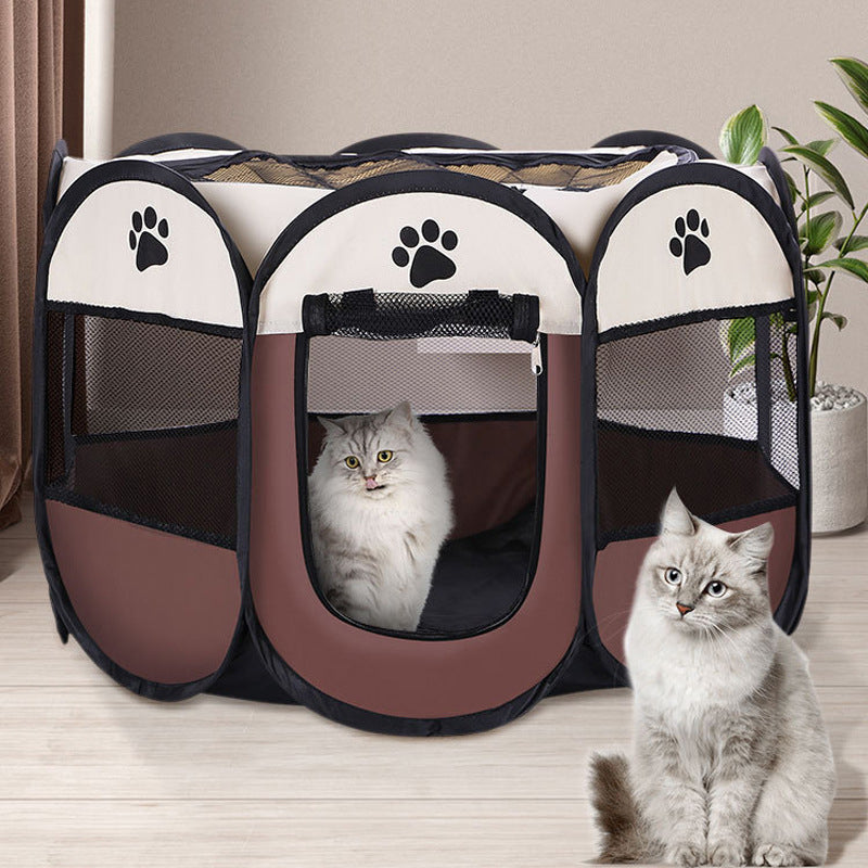 Pet Portable Foldable Playpen Exercise Kennel Dogs Cats Indoor/Outdoor Tent With Carrying Case Collapsible Travel Bowl
