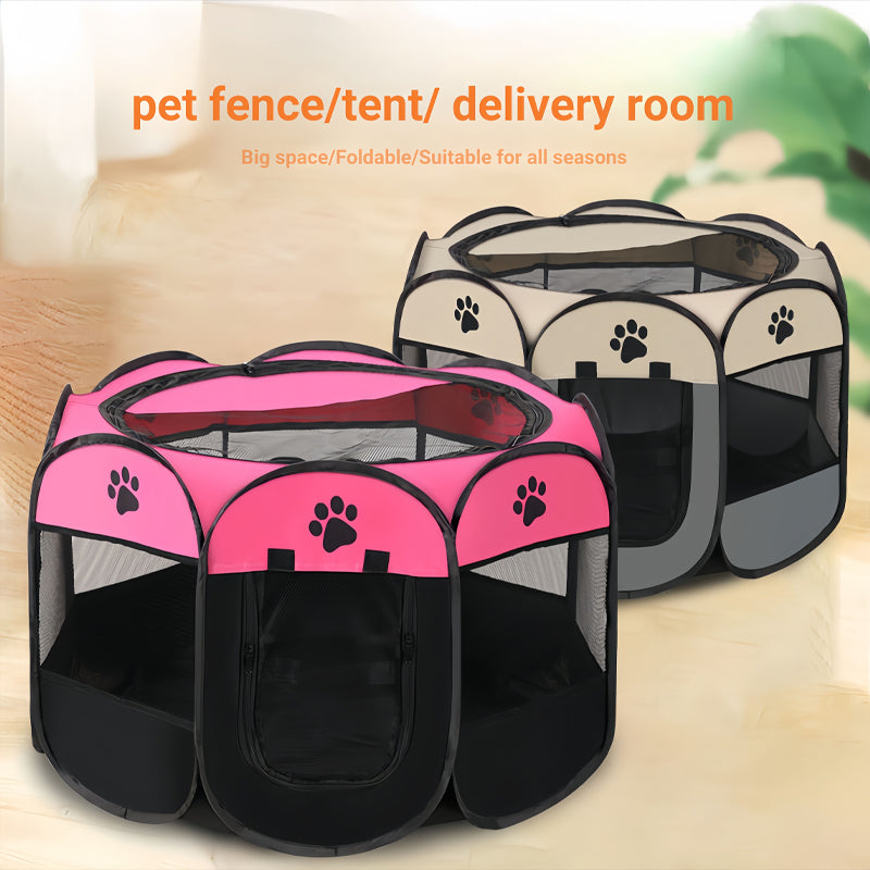 Pet Portable Foldable Playpen Exercise Kennel Dogs Cats Indoor/Outdoor Tent With Carrying Case Collapsible Travel Bowl