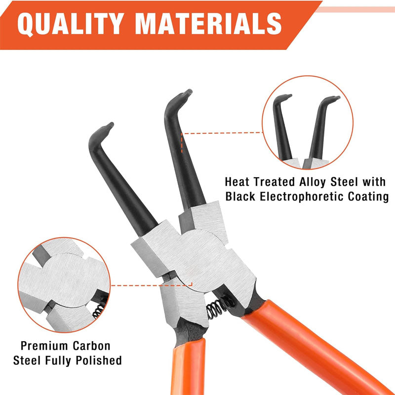 4 PCS Snap Ring Pliers Heavy Duty Set Circlip Pliers Kit with Straight Bent Jaw Precision Spring Loaded Pliers with Portable Tool Bag