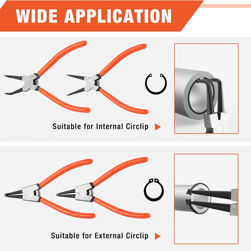 4 PCS Snap Ring Pliers Heavy Duty Set Circlip Pliers Kit with Straight Bent Jaw Precision Spring Loaded Pliers with Portable Tool Bag